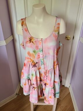 torrid Pink Floral Tiered Button-Front Romper